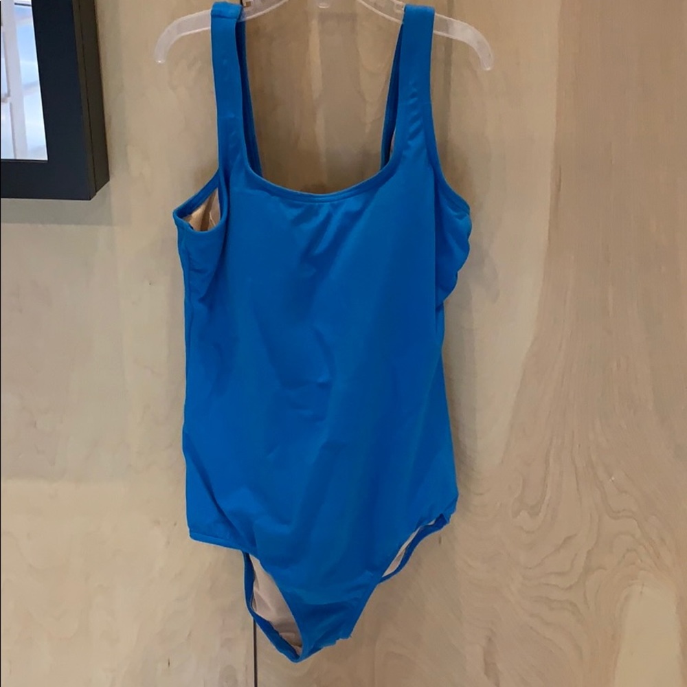 Blue, one piece bathing suit